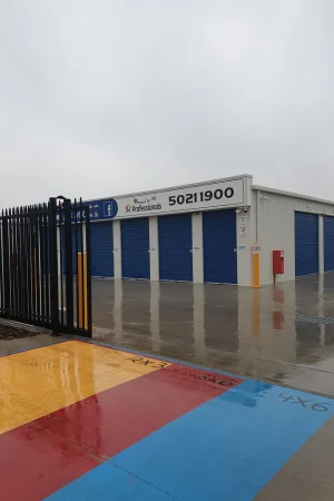 storage facility with blue doors